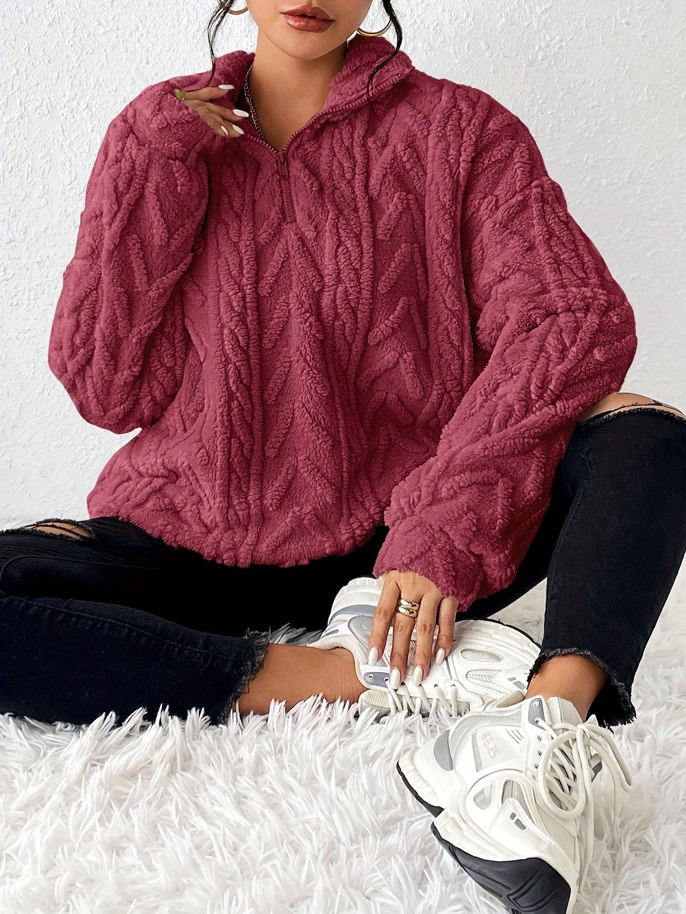 Lina Maglione Polaire Donna a Col Montant Zippé – Linea Comfort & Style Moderne