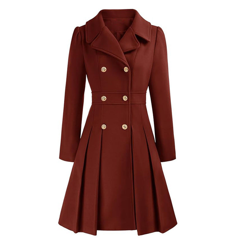 Livy Trench Donna Cintré – Cappotto Elegante a Double Boutonnage, Ceinture e Gonna Plissée