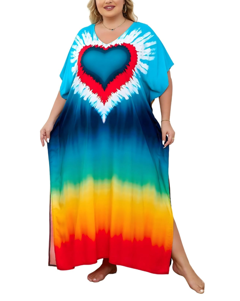 Olive Kaftan Donna Grande Taille – Abito Maxi Plage Fluida, Vestibilità Ampia & Style Bohémien
