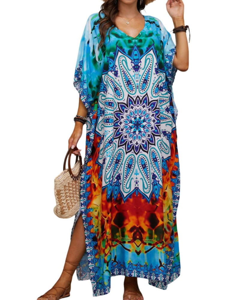 Olive Kaftan Donna Grande Taille – Abito Maxi Plage Fluida, Vestibilità Ampia & Style Bohémien