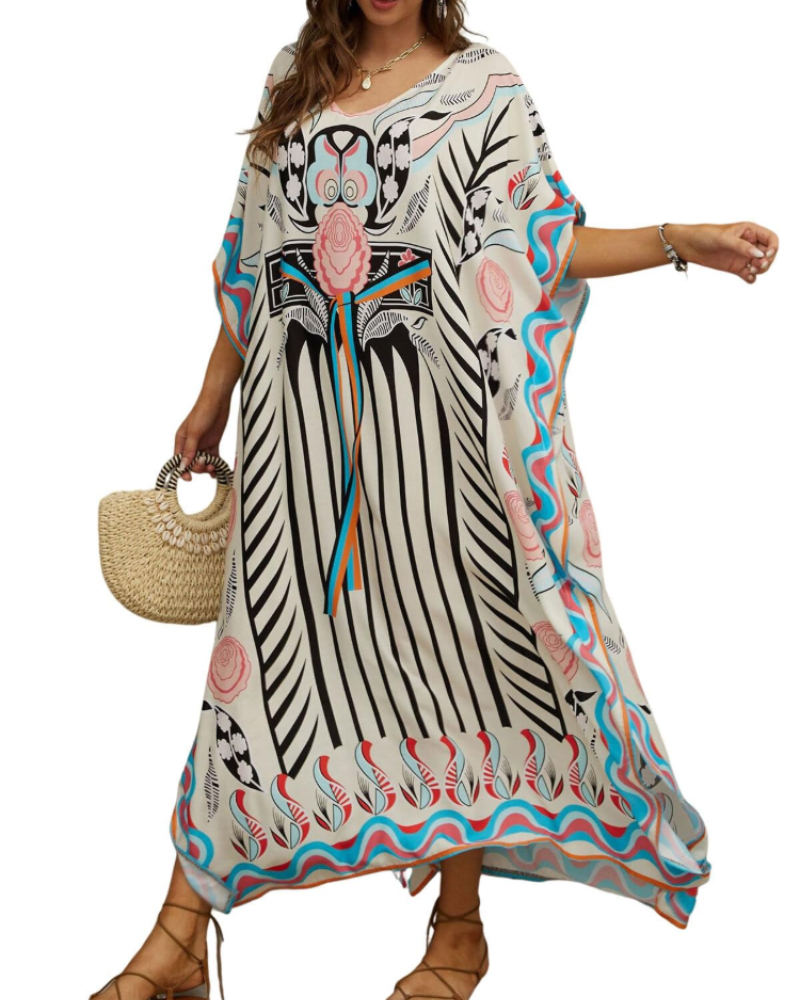 Olive Kaftan Donna Grande Taille – Abito Maxi Plage Fluida, Vestibilità Ampia & Style Bohémien