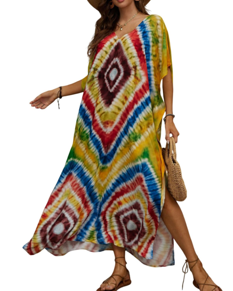 Olive Kaftan Donna Grande Taille – Abito Maxi Plage Fluida, Vestibilità Ampia & Style Bohémien