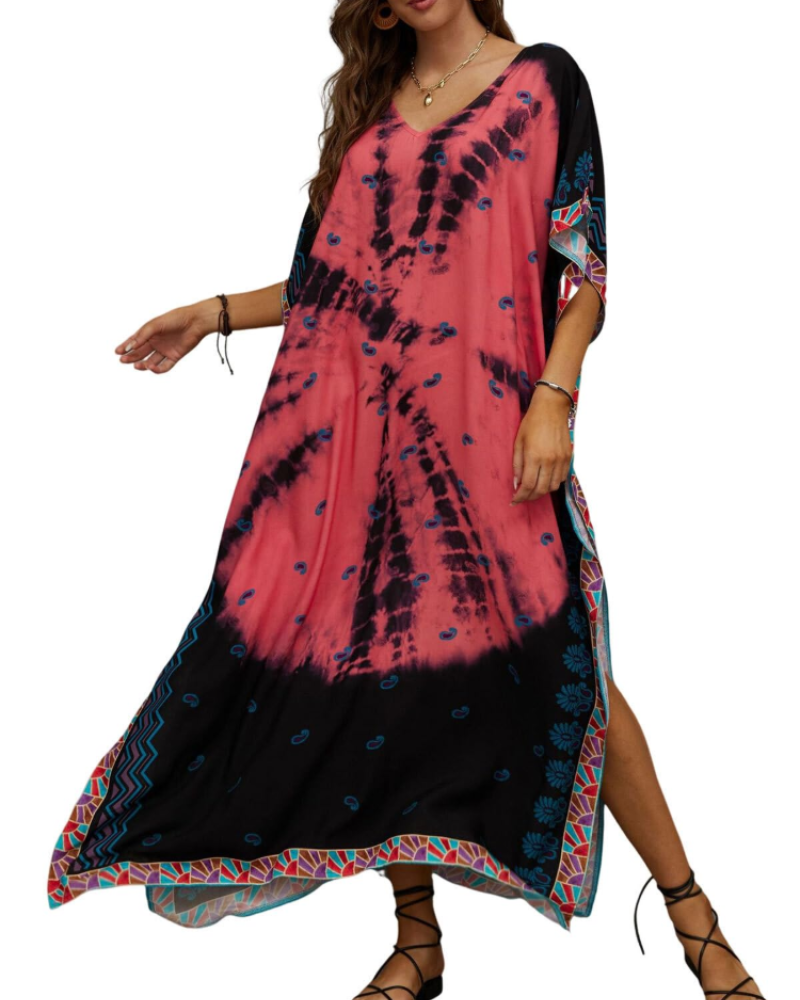 Olive Kaftan Donna Grande Taille – Abito Maxi Plage Fluida, Vestibilità Ampia & Style Bohémien