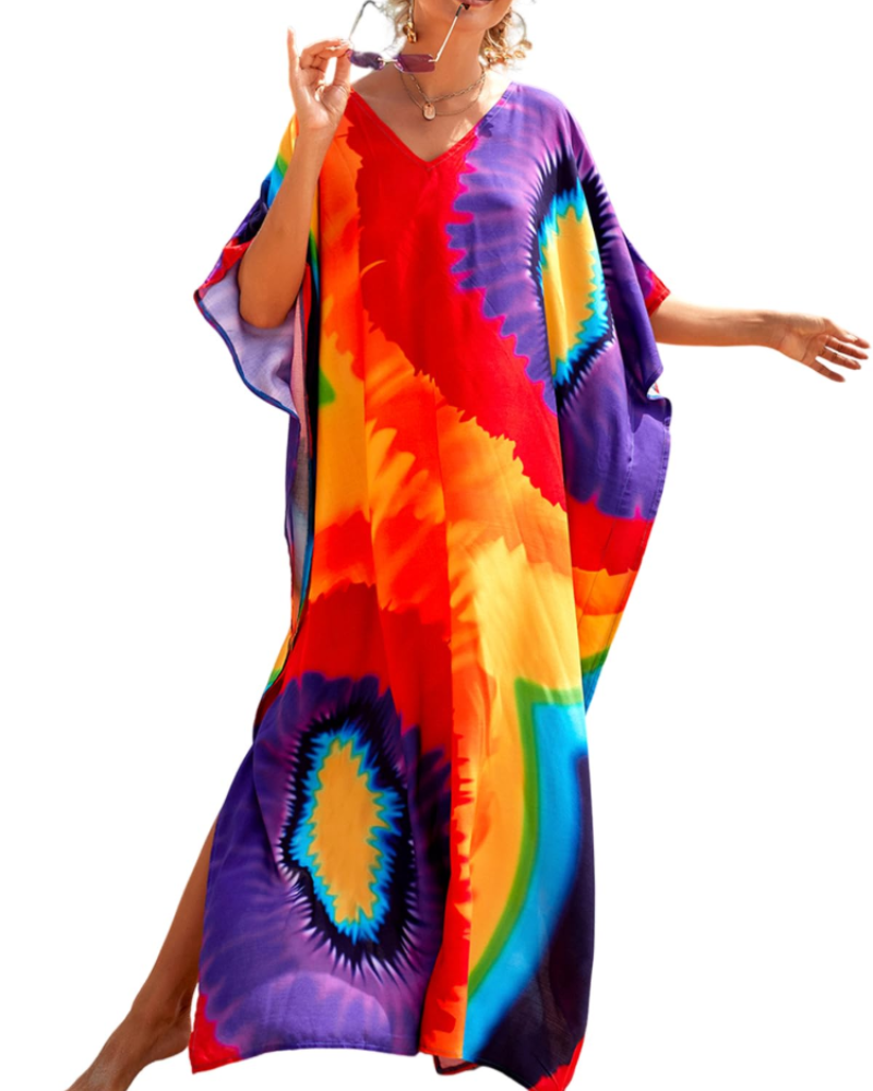 Olive Kaftan Donna Grande Taille – Abito Maxi Plage Fluida, Vestibilità Ampia & Style Bohémien