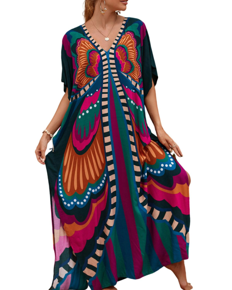 Olive Kaftan Donna Grande Taille – Abito Maxi Plage Fluida, Vestibilità Ampia & Style Bohémien