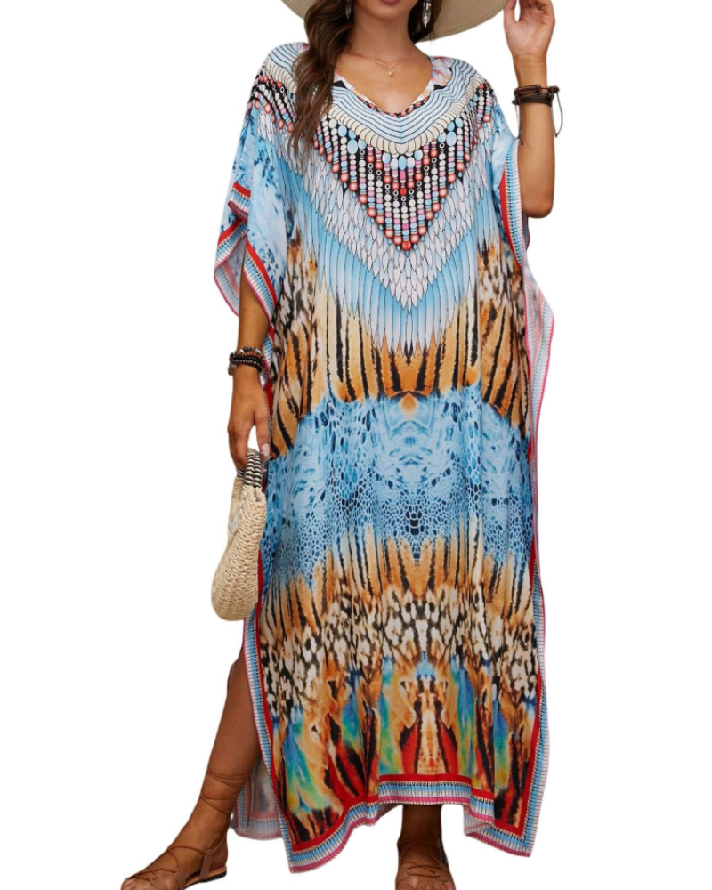 Olive Kaftan Donna Grande Taille – Abito Maxi Plage Fluida, Vestibilità Ampia & Style Bohémien