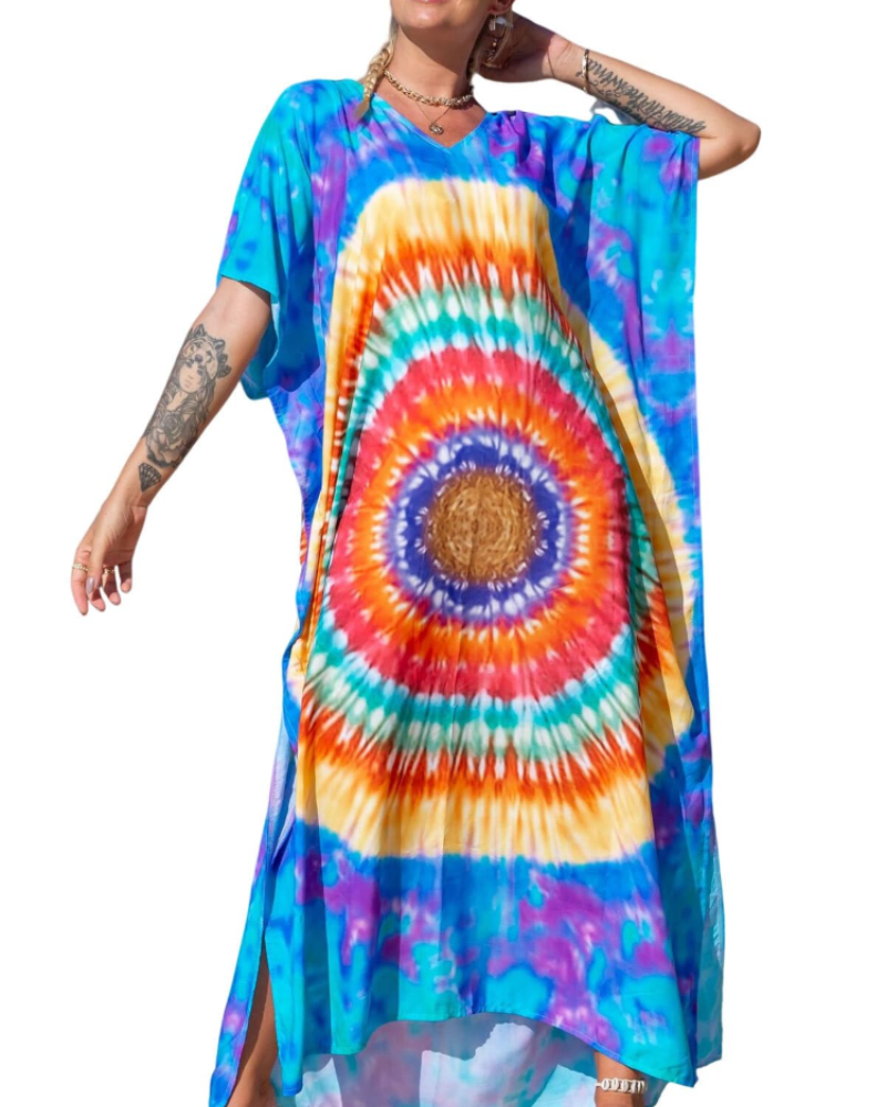 Olive Kaftan Donna Grande Taille – Abito Maxi Plage Fluida, Vestibilità Ampia & Style Bohémien