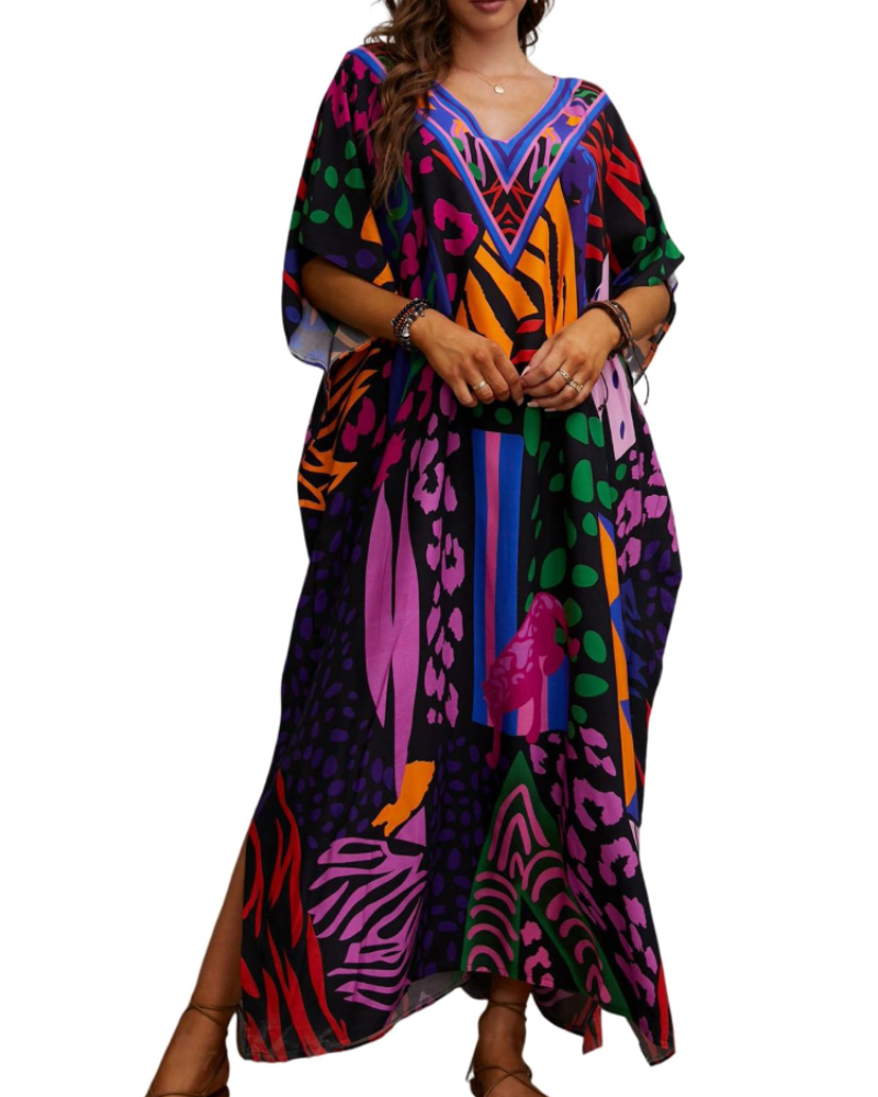 Olive Kaftan Donna Grande Taille – Abito Maxi Plage Fluida, Vestibilità Ampia & Style Bohémien