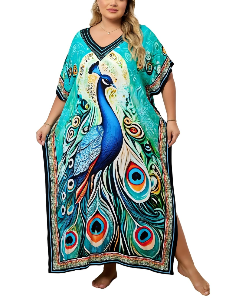 Olive Kaftan Donna Grande Taille – Abito Maxi Plage Fluida, Vestibilità Ampia & Style Bohémien