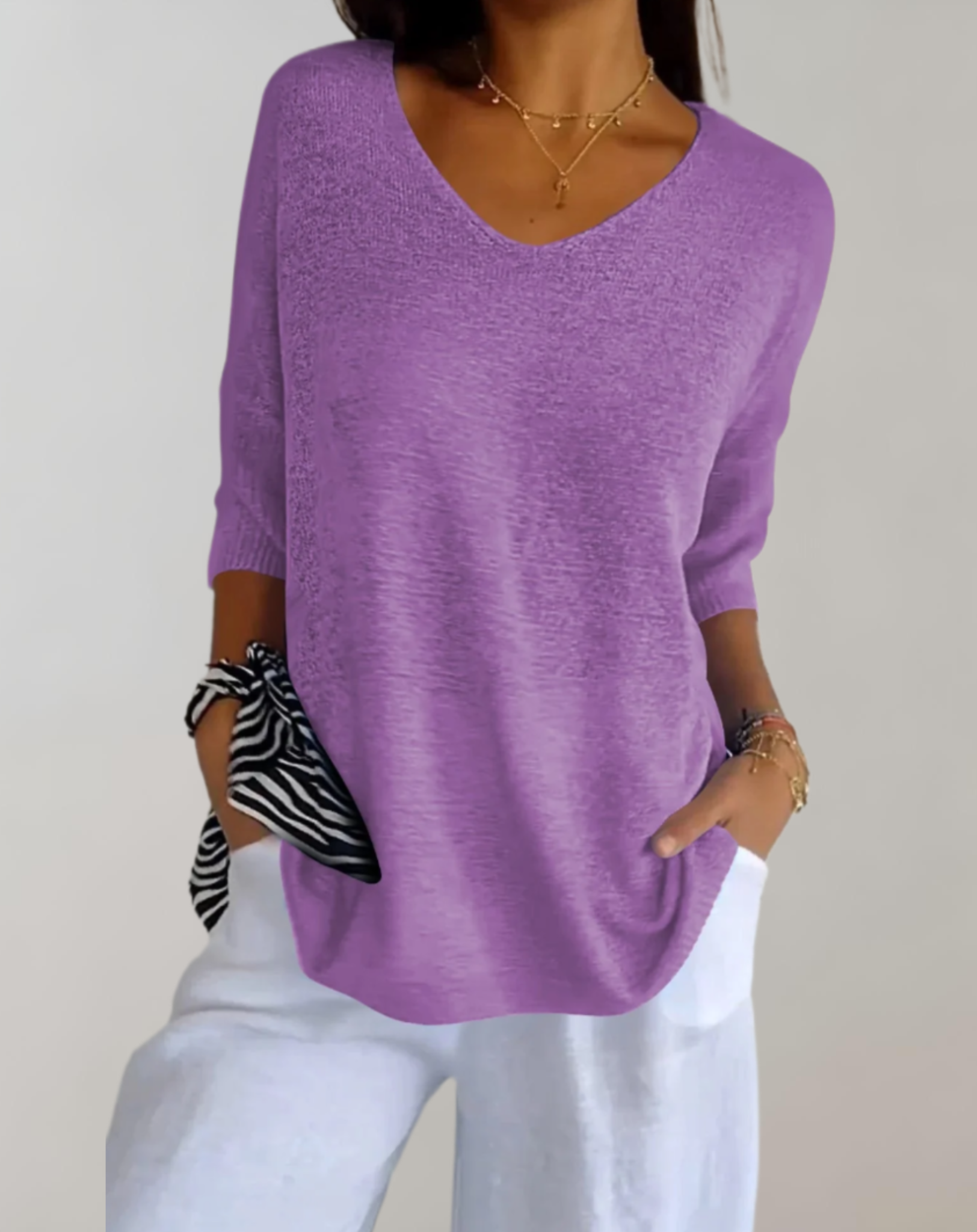 Marise Top in Maglia Donna – Top Long Leggero con Col in V & Look Casual Elegante