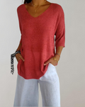 Marise Top in Maglia Donna – Top Long Leggero con Col in V & Look Casual Elegante