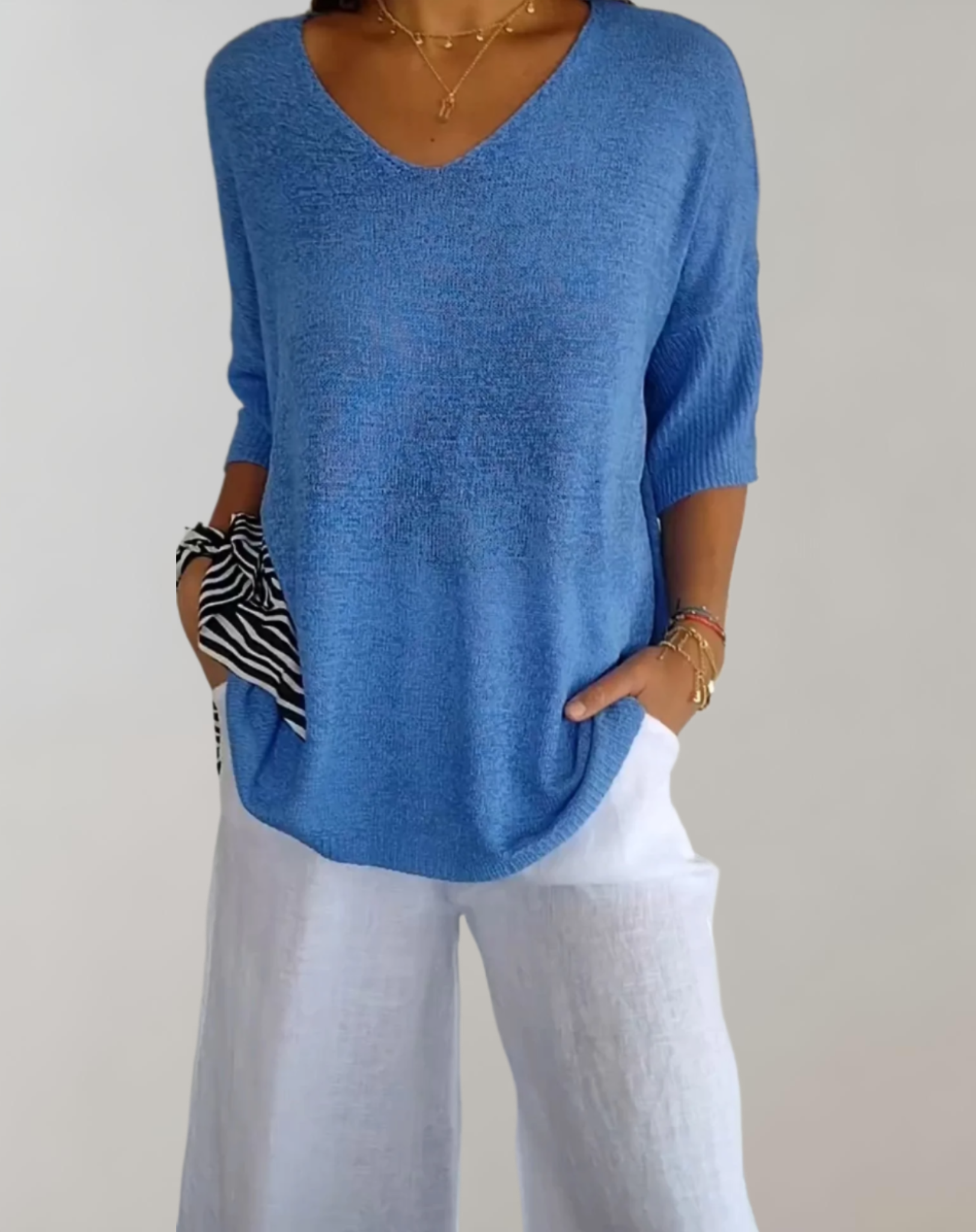 Marise Top in Maglia Donna – Top Long Leggero con Col in V & Look Casual Elegante