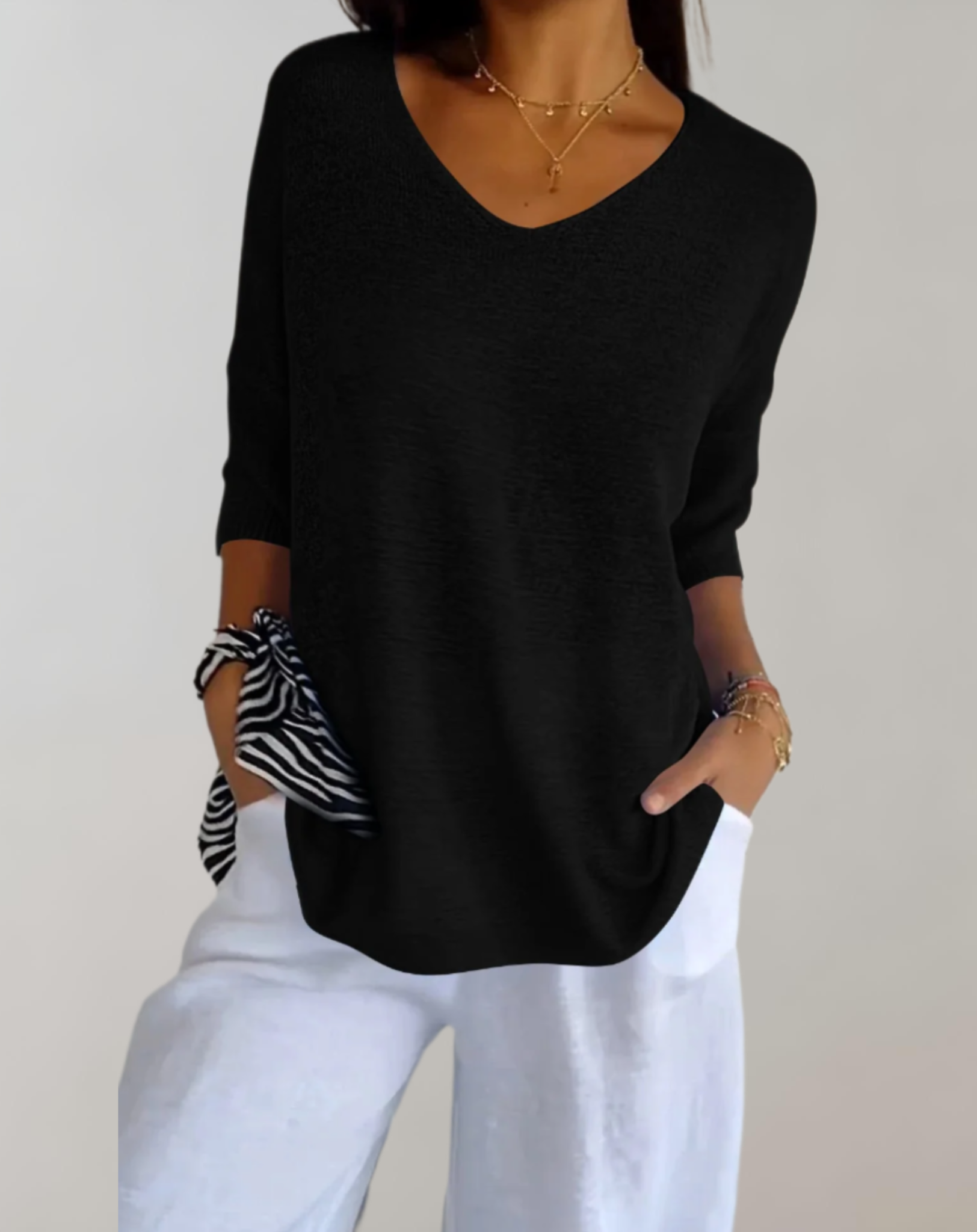 Marise Top in Maglia Donna – Top Long Leggero con Col in V & Look Casual Elegante