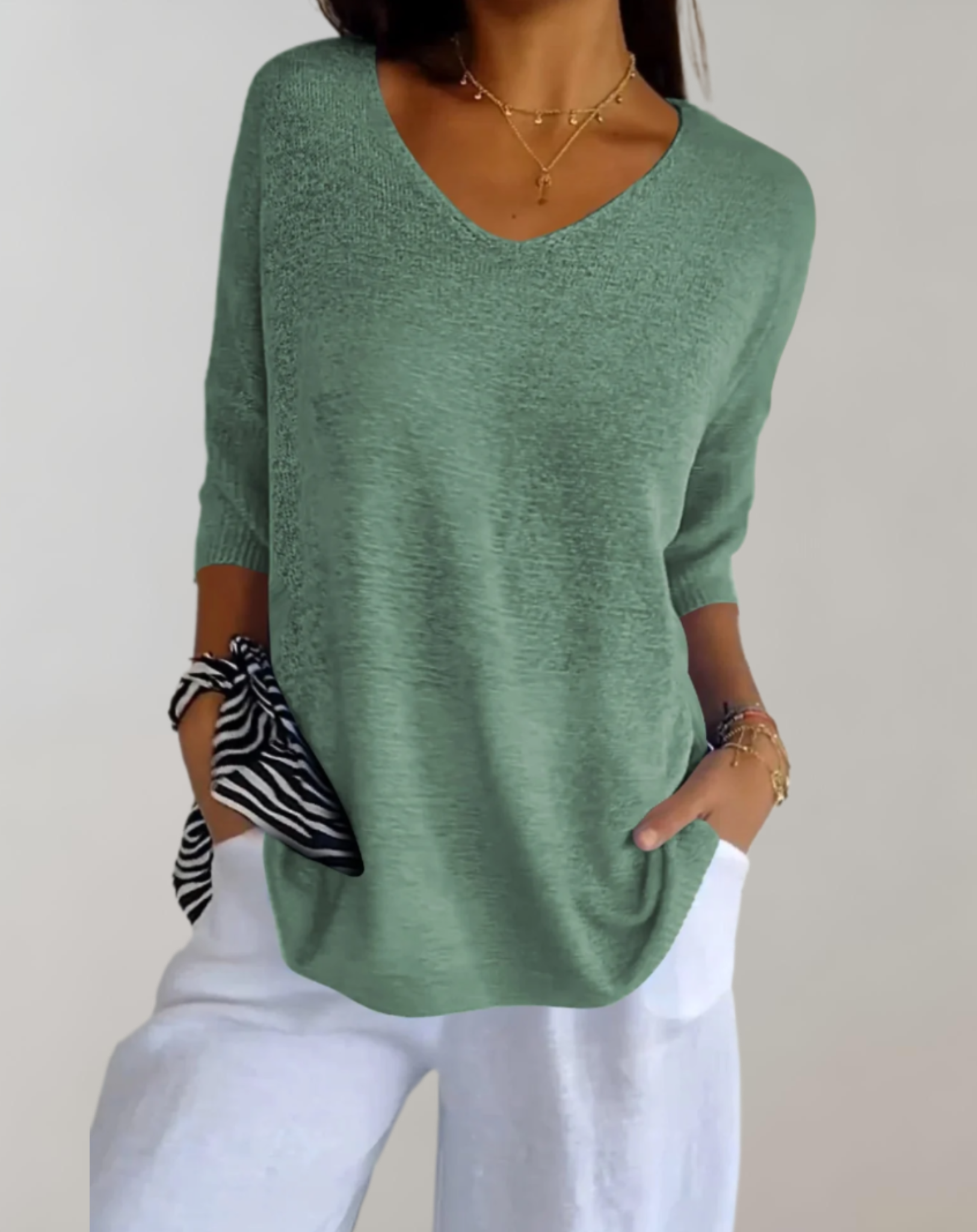 Marise Top in Maglia Donna – Top Long Leggero con Col in V & Look Casual Elegante