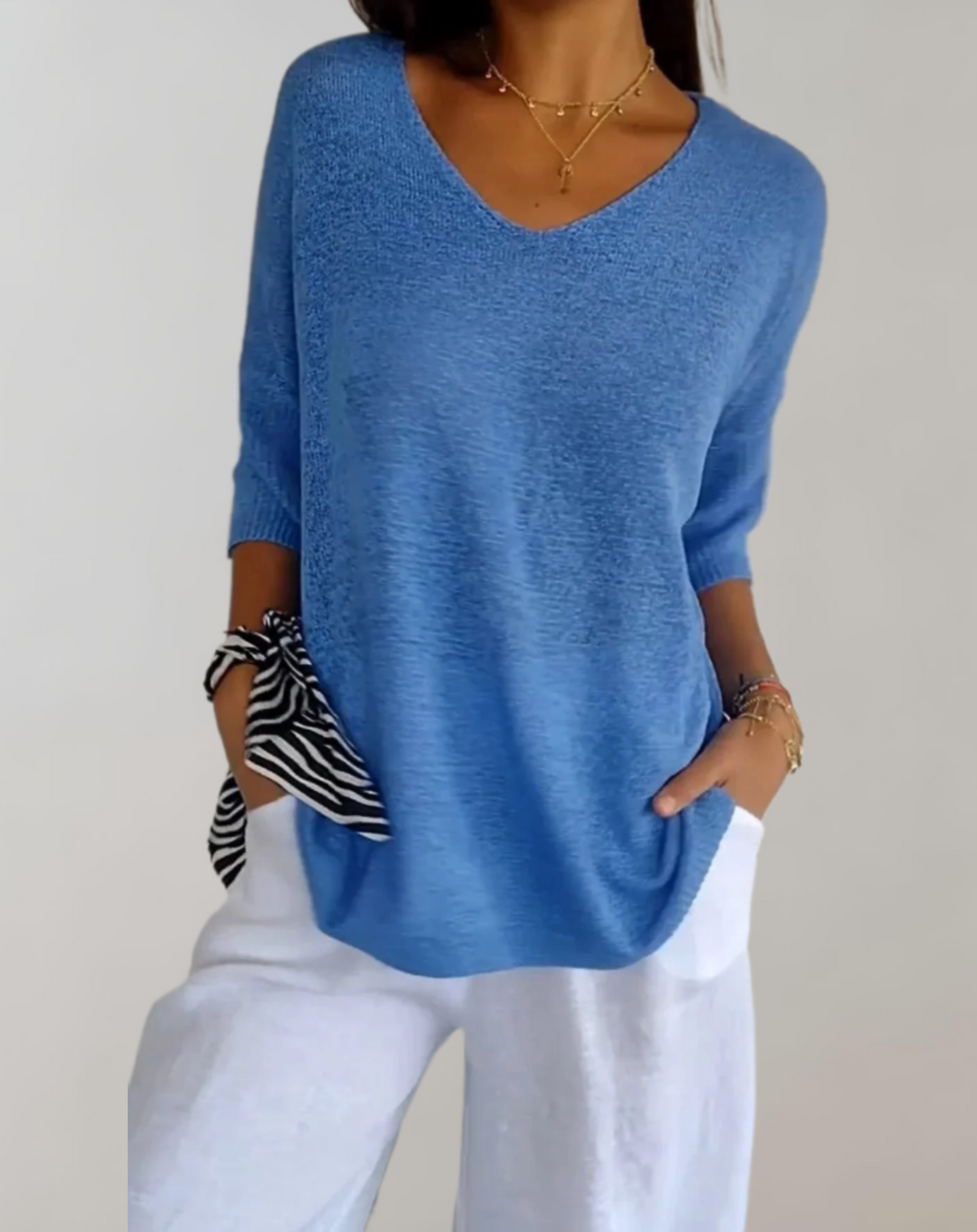 Marise Top in Maglia Donna – Top Long Leggero con Col in V & Look Casual Elegante