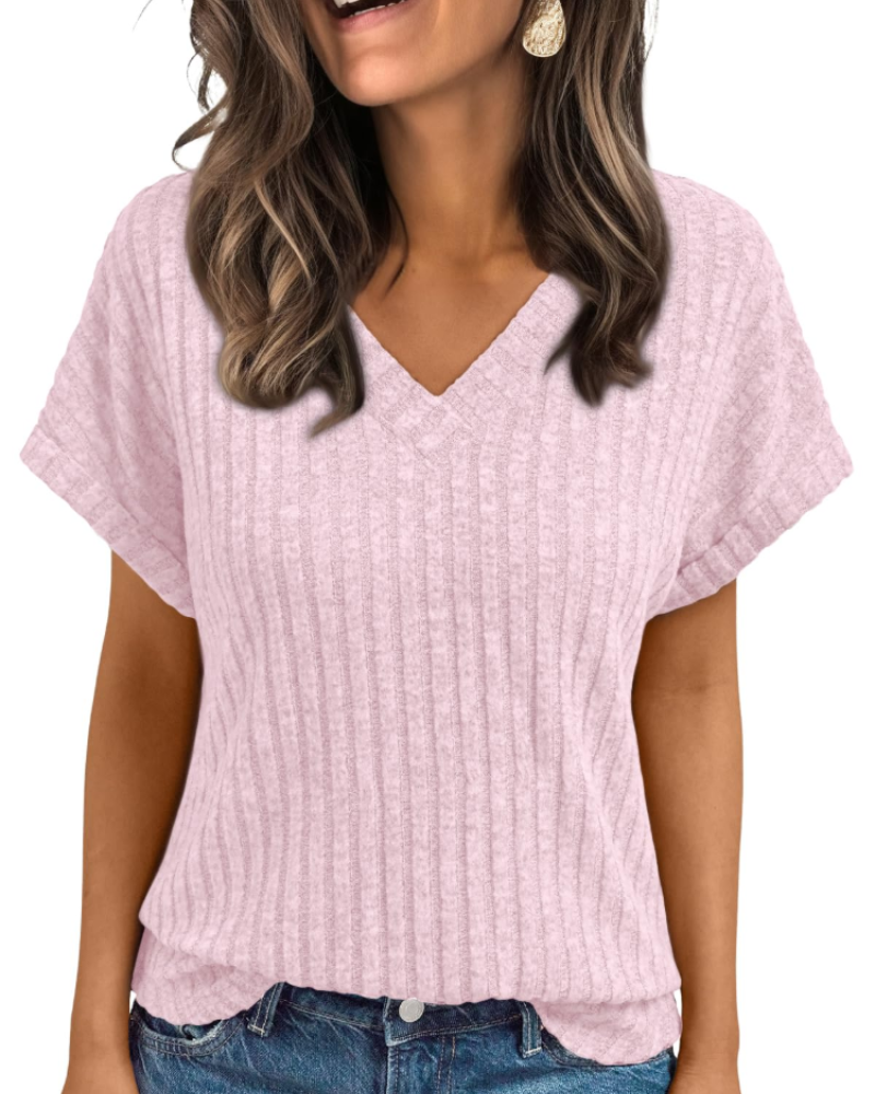 Orla Top Donna – Blusa Scollo a V Elegante a Maniche Corte, Linea Fluida Casual Chic