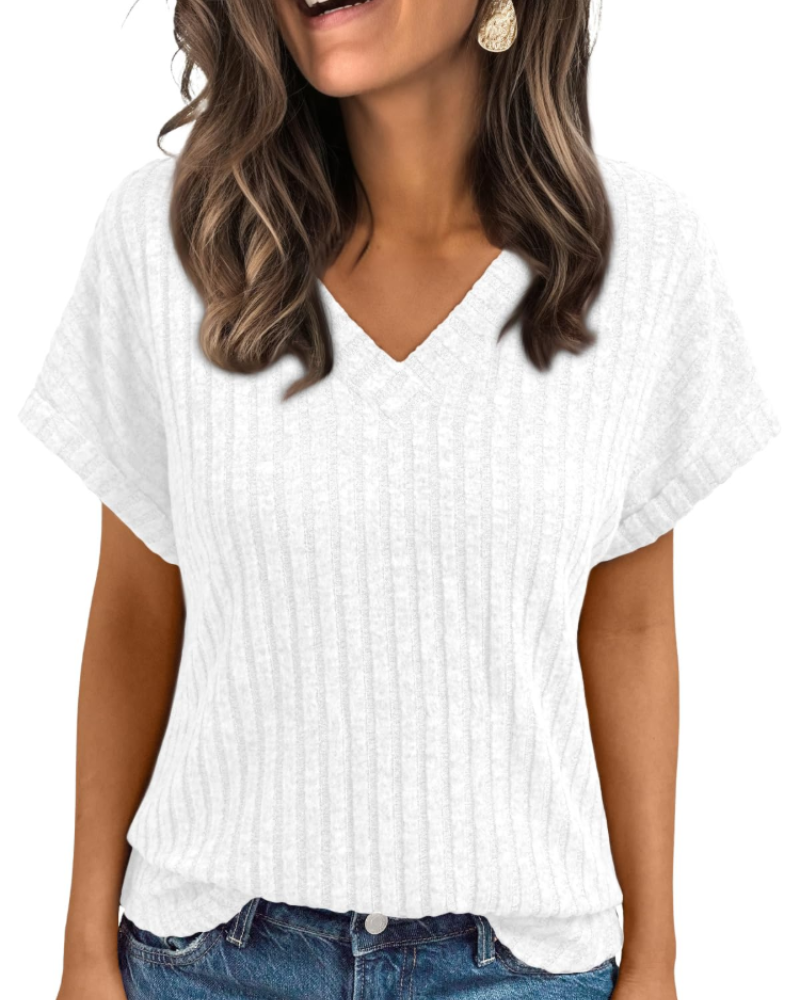 Orla Top Donna – Blusa Scollo a V Elegante a Maniche Corte, Linea Fluida Casual Chic