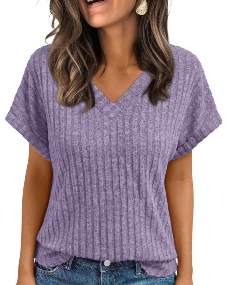 Orla Top Donna – Blusa Scollo a V Elegante a Maniche Corte, Linea Fluida Casual Chic