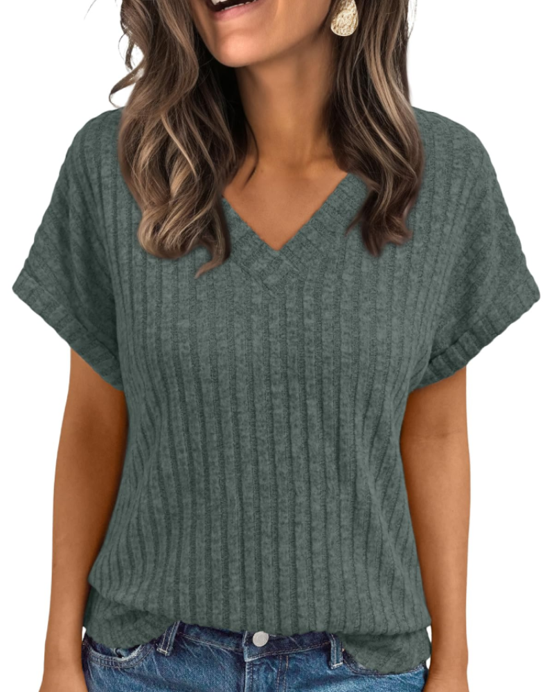 Orla Top Donna – Blusa Scollo a V Elegante a Maniche Corte, Linea Fluida Casual Chic