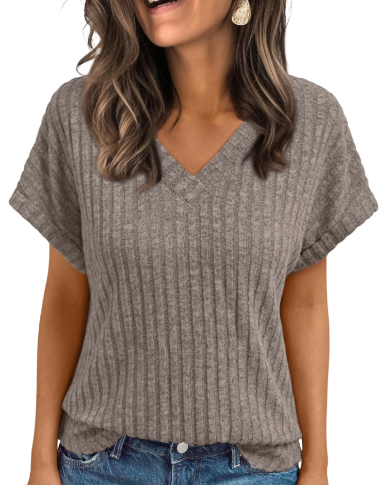 Orla Top Donna – Blusa Scollo a V Elegante a Maniche Corte, Linea Fluida Casual Chic