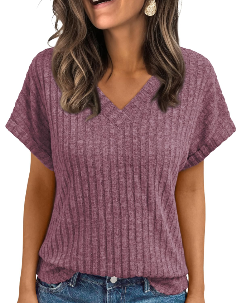 Orla Top Donna – Blusa Scollo a V Elegante a Maniche Corte, Linea Fluida Casual Chic