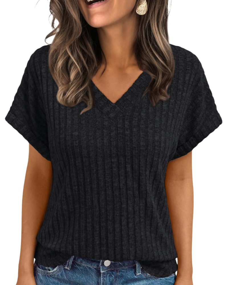 Orla Top Donna – Blusa Scollo a V Elegante a Maniche Corte, Linea Fluida Casual Chic