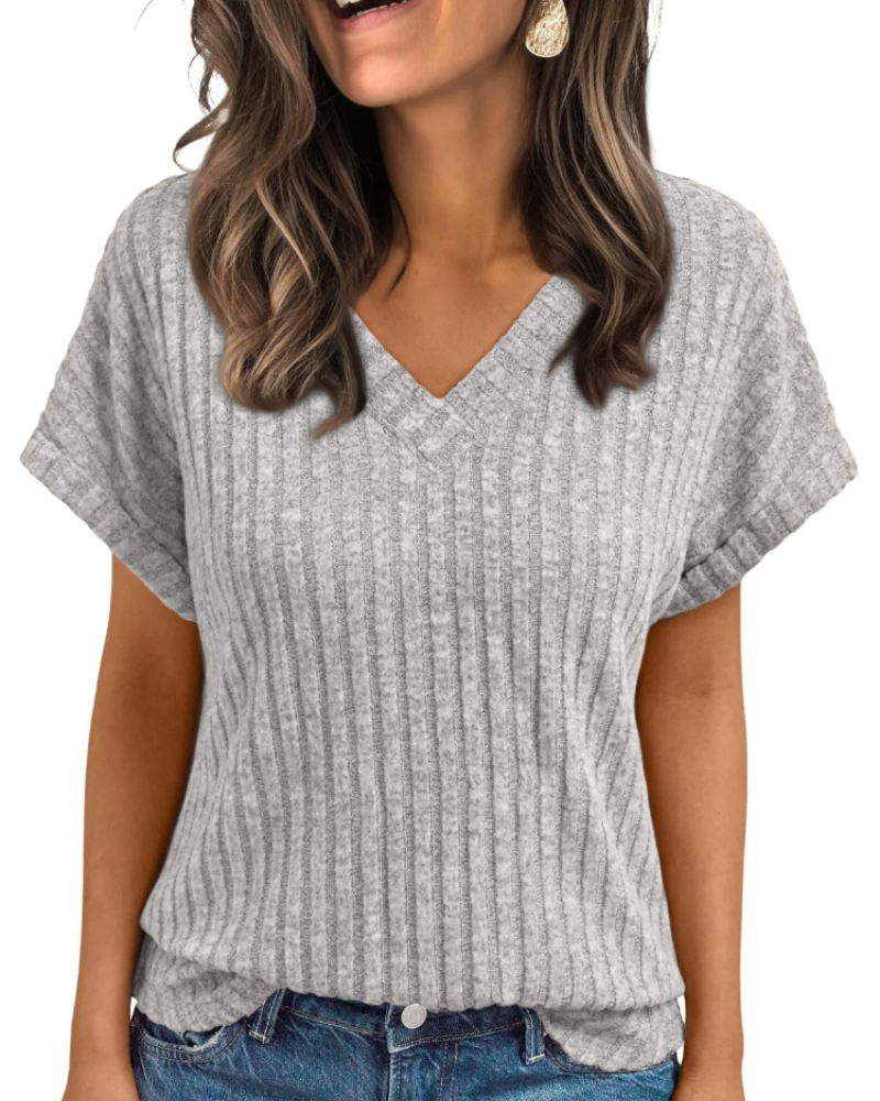 Orla Top Donna – Blusa Scollo a V Elegante a Maniche Corte, Linea Fluida Casual Chic