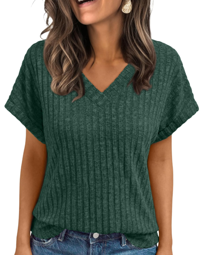 Orla Top Donna – Blusa Scollo a V Elegante a Maniche Corte, Linea Fluida Casual Chic