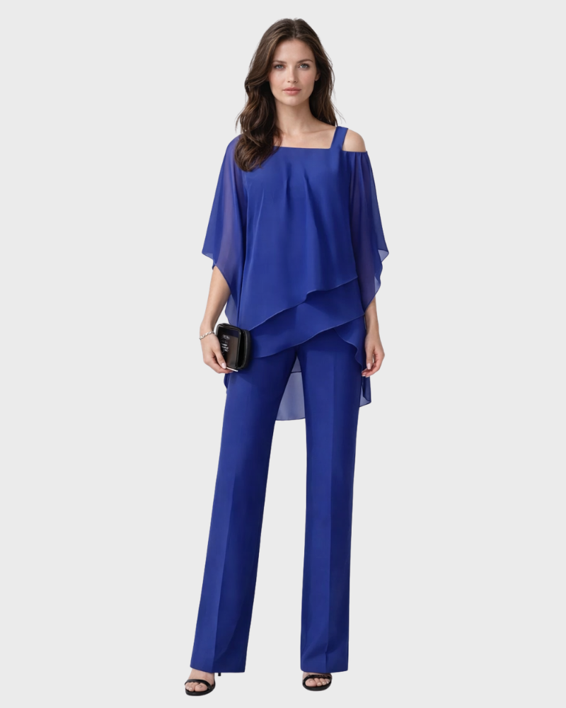Tiara Ensemble Donna 2 Pièces – Design Superposé Elegante & Pantalone Large Fluida