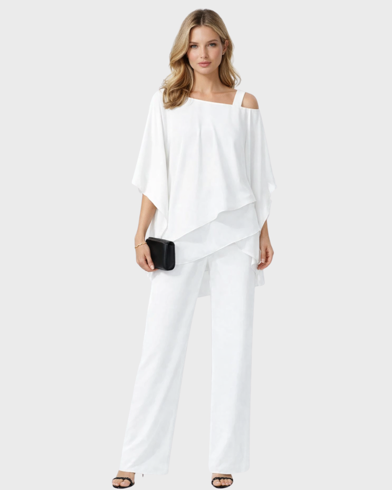 Tiara Ensemble Donna 2 Pièces – Design Superposé Elegante & Pantalone Large Fluida