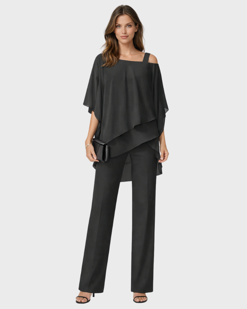 Tiara Ensemble Donna 2 Pièces – Design Superposé Elegante & Pantalone Large Fluida