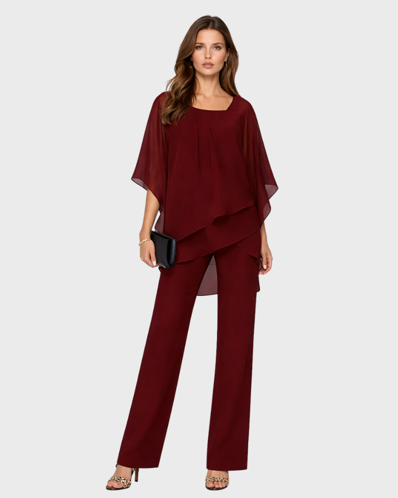Tiara Ensemble Donna 2 Pièces – Design Superposé Elegante & Pantalone Large Fluida