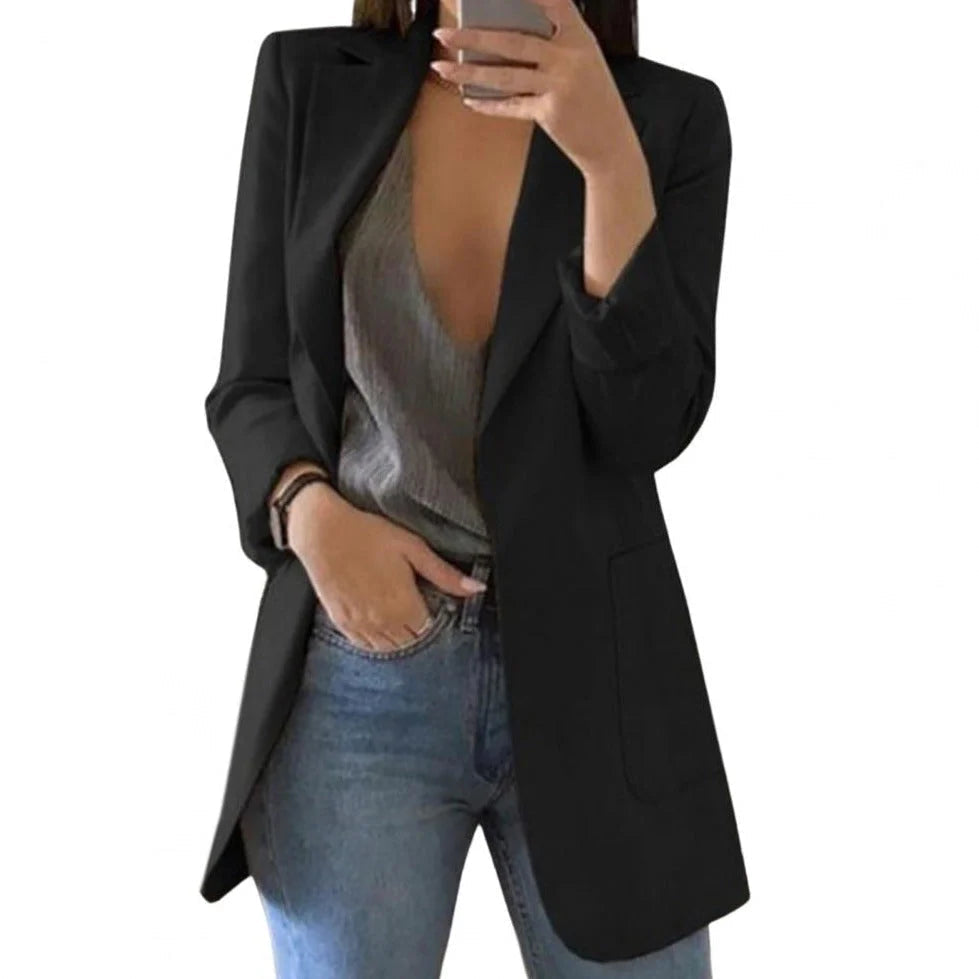 Blazer Donna lungo in tessuto caldo, taglio strutturato