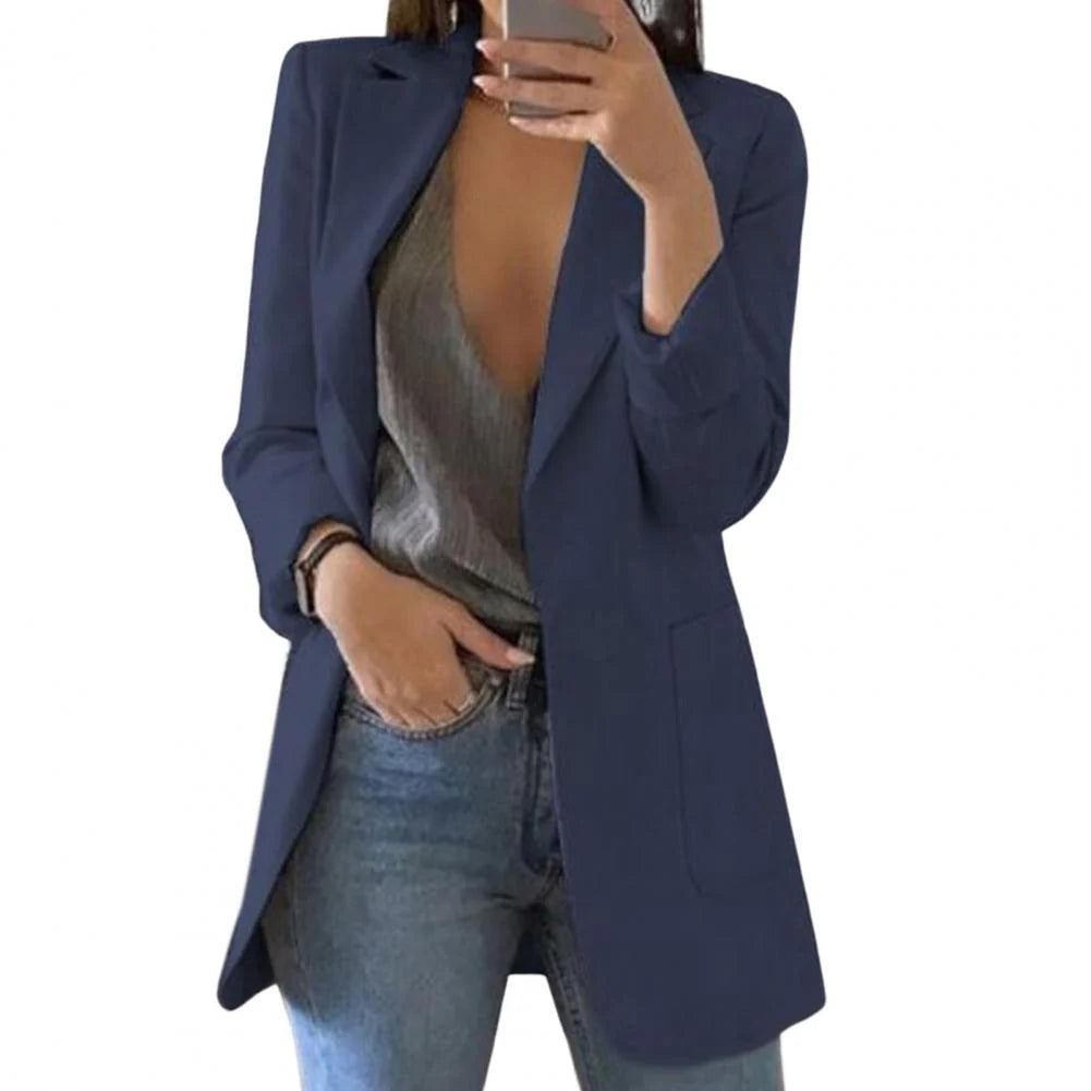 Blazer Donna lungo in tessuto caldo, taglio strutturato — vista 8