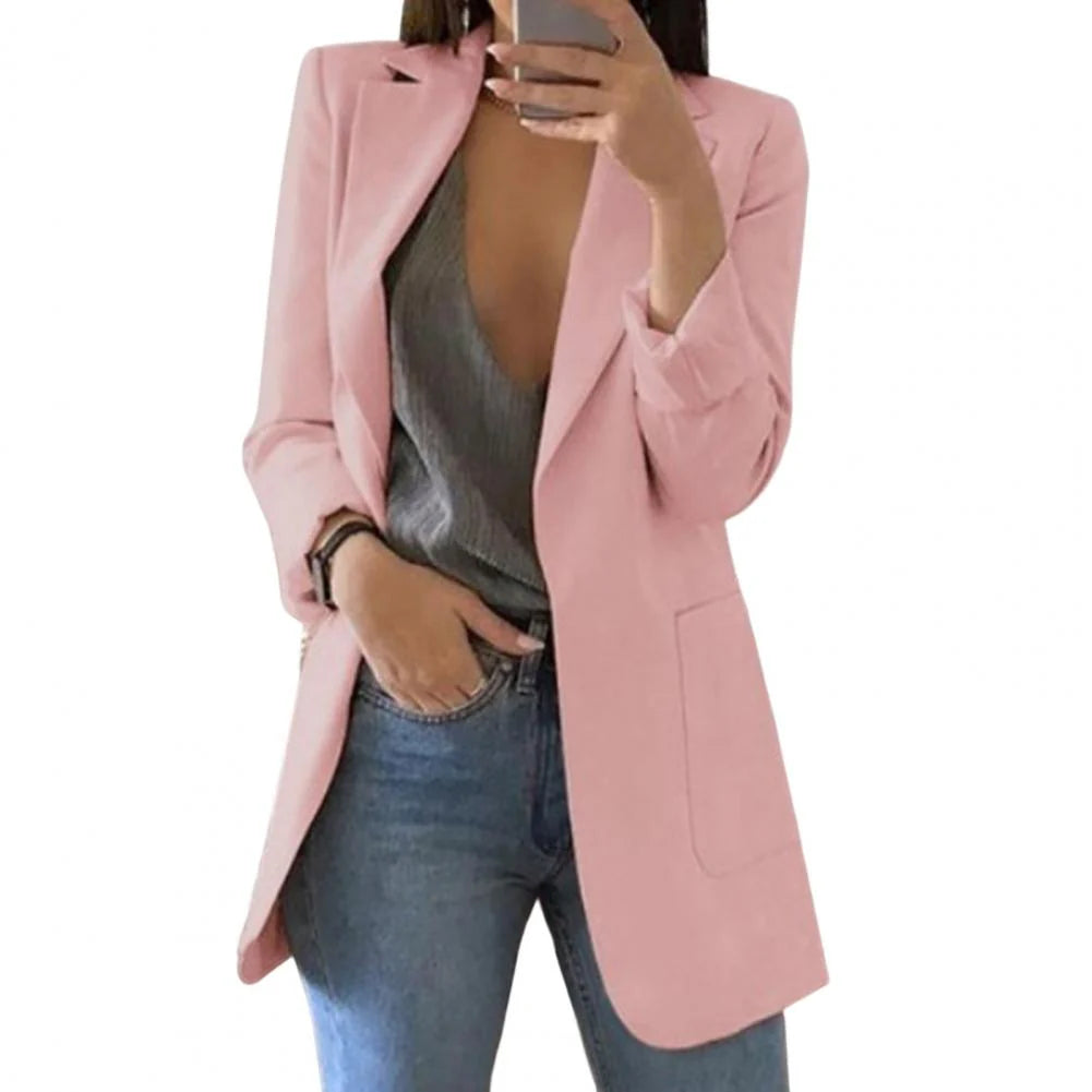 Blazer Donna lungo in tessuto caldo, taglio strutturato — vista 4