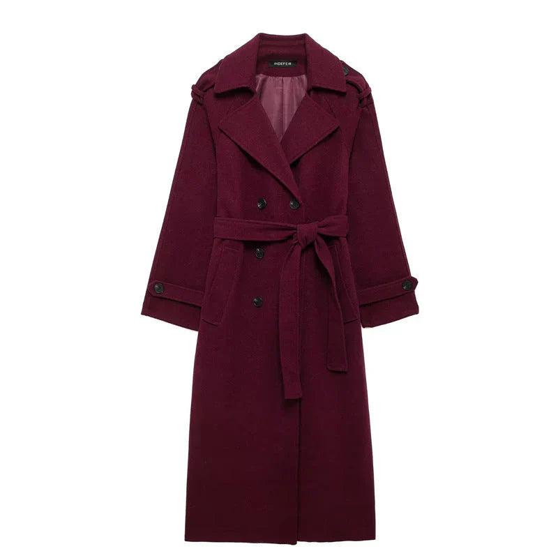 Victoria Cappotto Oversize Donna – Cappotto Lana Mélangée Burgundy Linea Elegante