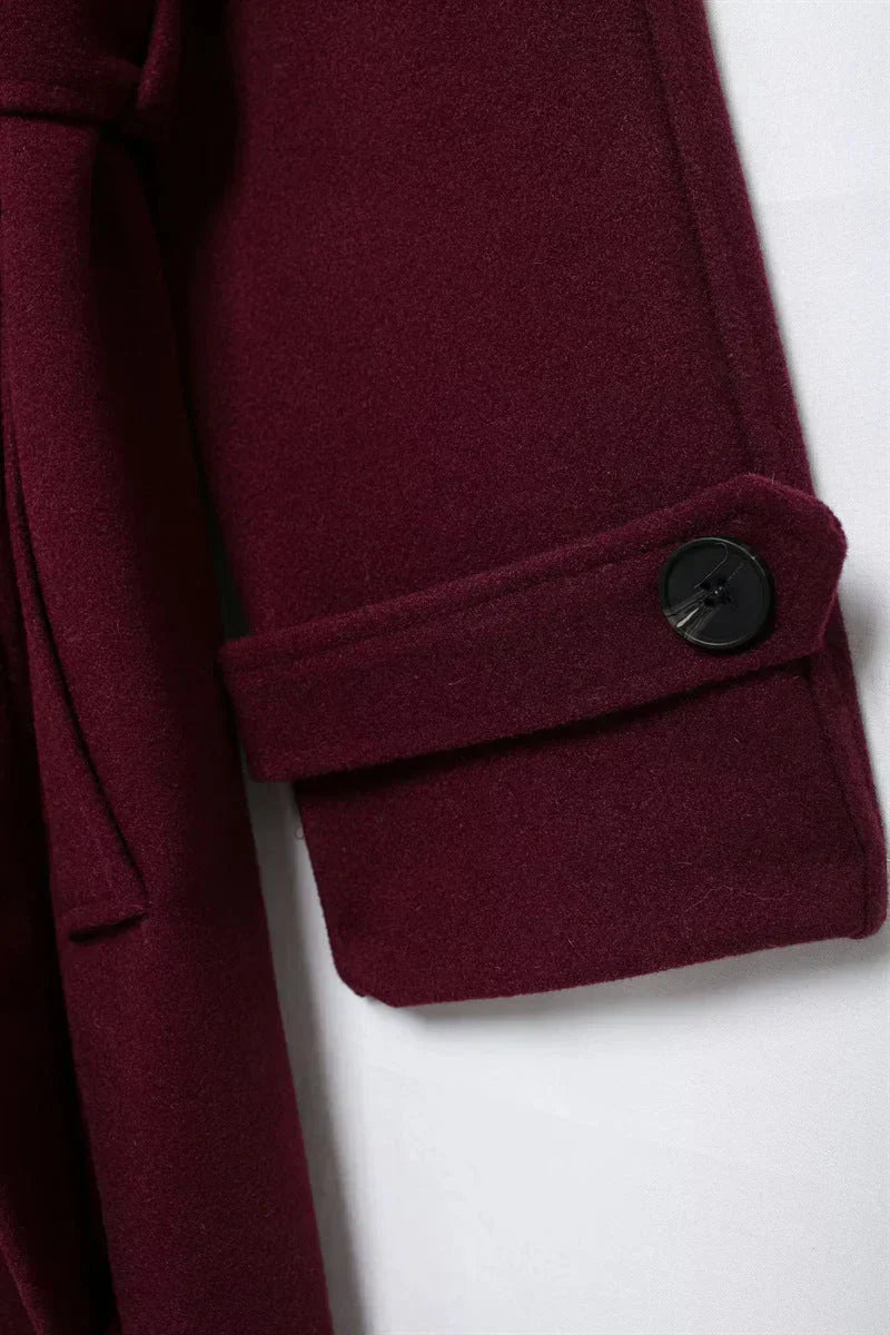 Victoria Cappotto Oversize Donna – Cappotto Lana Mélangée Burgundy Linea Elegante