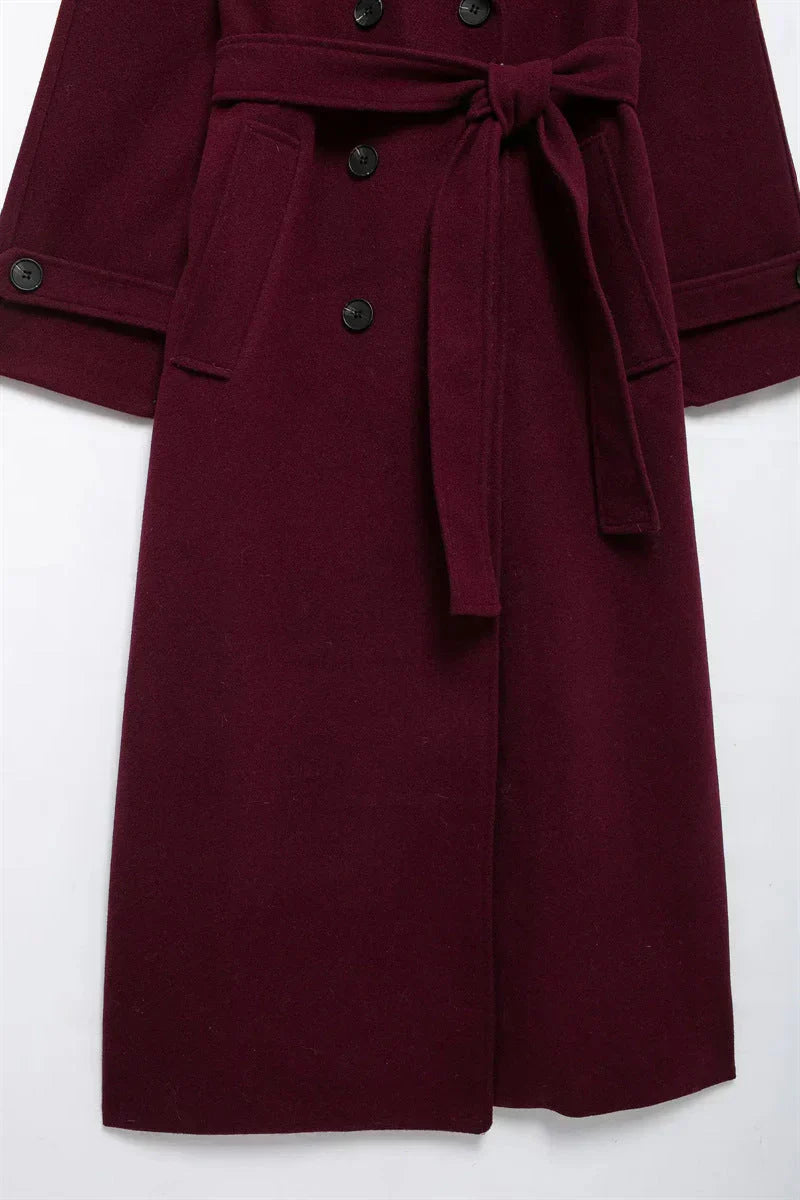 Victoria Cappotto Oversize Donna – Cappotto Lana Mélangée Burgundy Linea Elegante