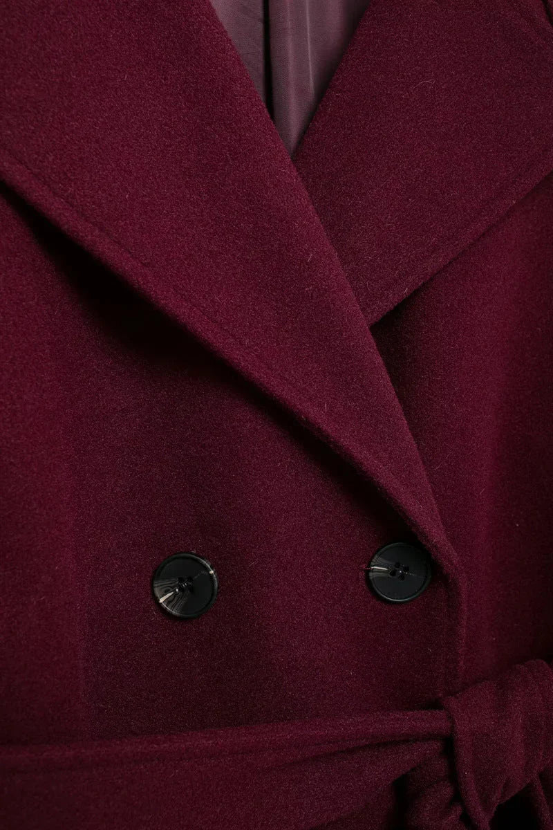 Victoria Cappotto Oversize Donna – Cappotto Lana Mélangée Burgundy Linea Elegante
