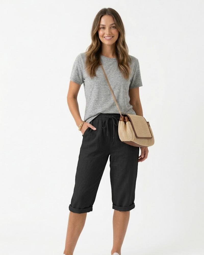 Serena Pantalone Donna Cotone Lin – Linea Casual & Vita Elastica Respirante