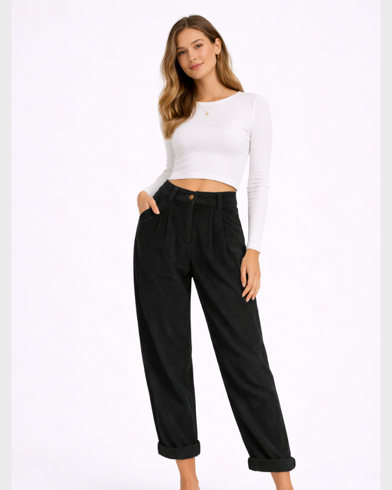 Olive Pantalone Donna – Vita Alta, Jambe Large & Linea Fluida Elegante