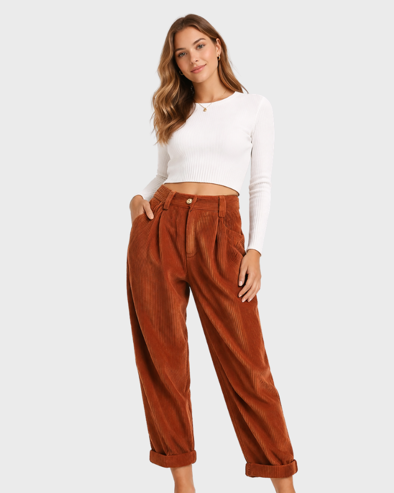 Olive Pantalone Donna – Vita Alta, Jambe Large & Linea Fluida Elegante