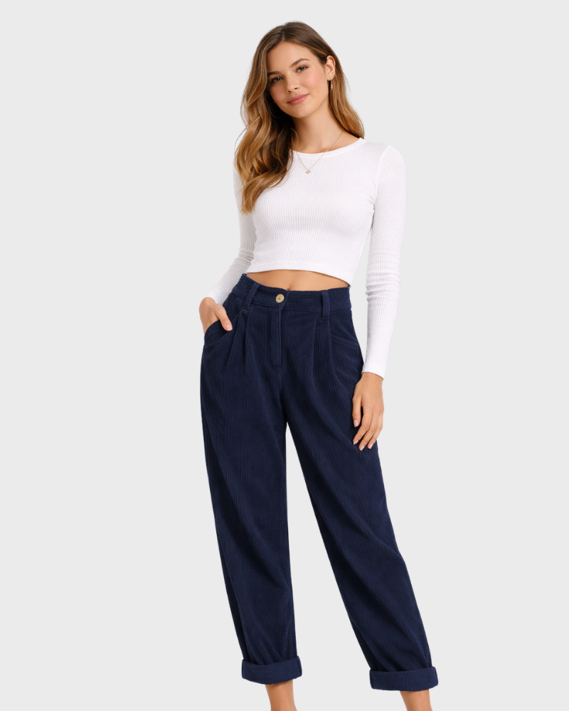 Olive Pantalone Donna – Vita Alta, Jambe Large & Linea Fluida Elegante