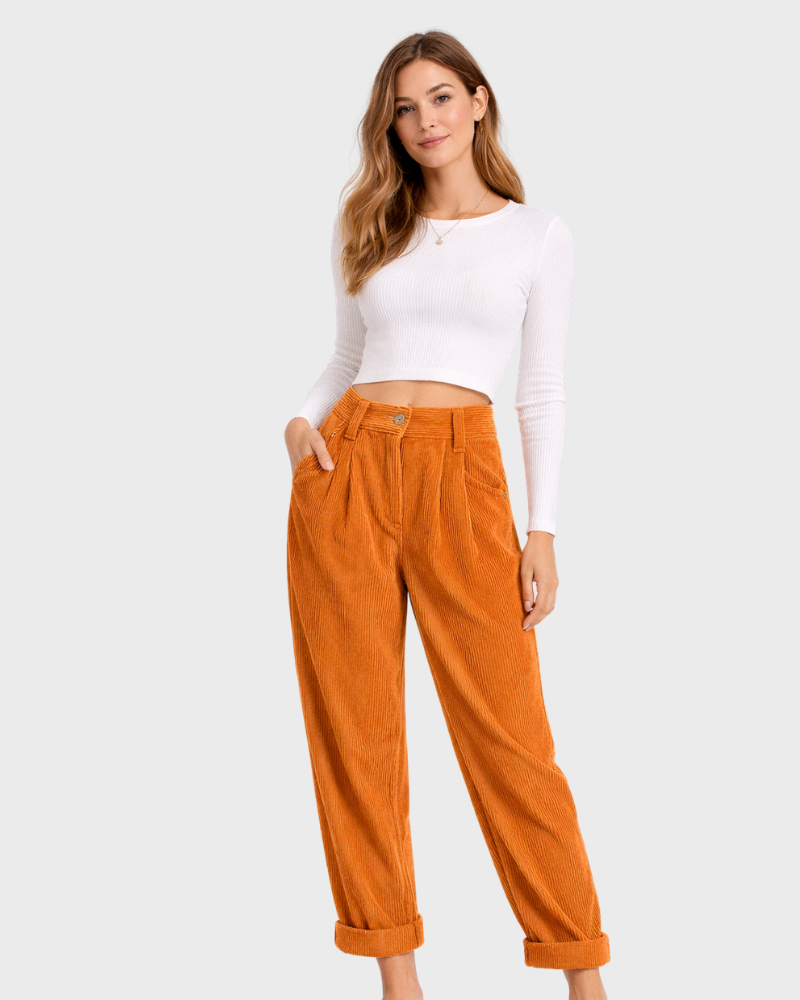 Olive Pantalone Donna – Vita Alta, Jambe Large & Linea Fluida Elegante