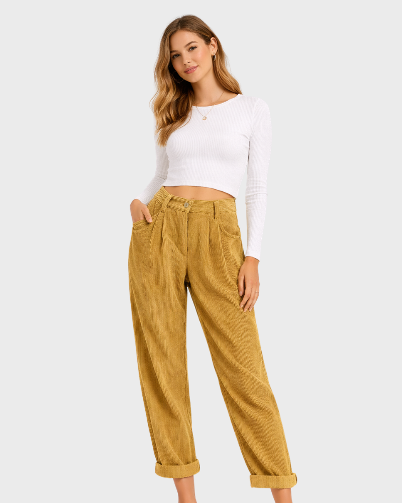 Olive Pantalone Donna – Vita Alta, Jambe Large & Linea Fluida Elegante