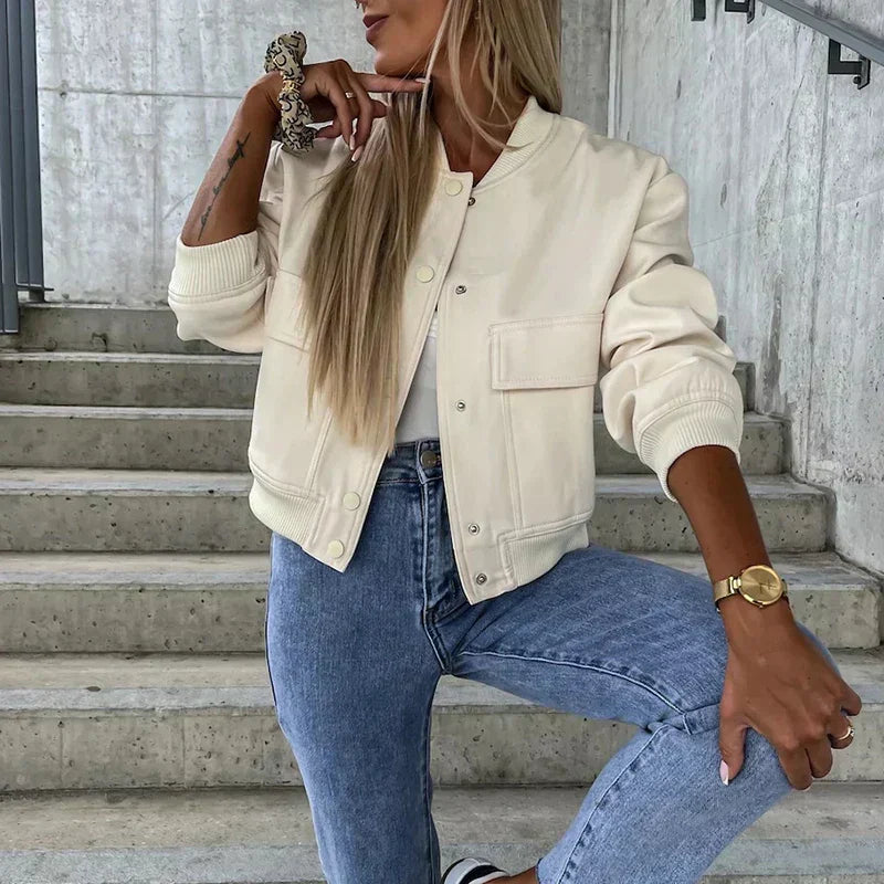 Paula Giacca Bomber Donna – Style Court con Tasche a Rabat & Look Urbain Tendance
