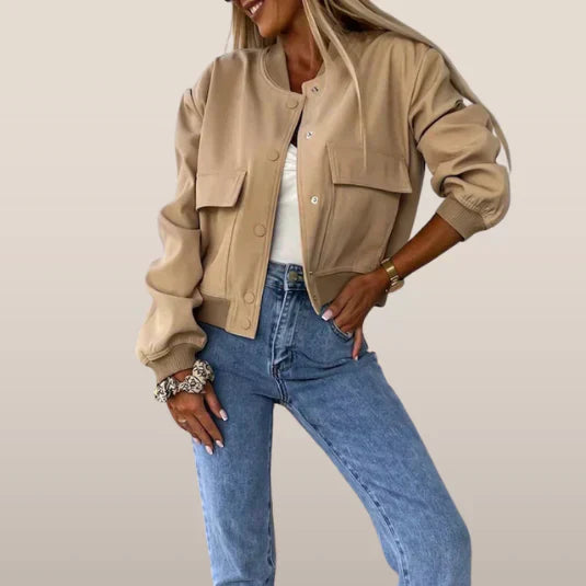 Paula Giacca Bomber Donna – Style Court con Tasche a Rabat & Look Urbain Tendance