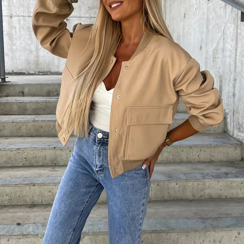 Paula Giacca Bomber Donna – Style Court con Tasche a Rabat & Look Urbain Tendance