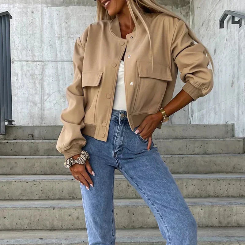 Paula Giacca Bomber Donna – Style Court con Tasche a Rabat & Look Urbain Tendance