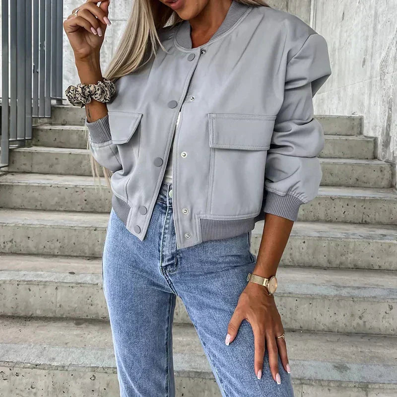 Paula Giacca Bomber Donna – Style Court con Tasche a Rabat & Look Urbain Tendance